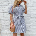 Striped Women's Shirt Dress with Waist Belt