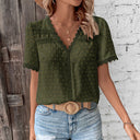 Women's Modern V-Neck Blouse with Lace Accents