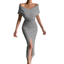 Off-Shoulder Midi Dress with Chic Side Slit
