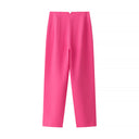 Chic High-Waisted Trousers with Pleats and Pockets for Women