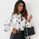 Ruffle Sleeve Blouse with Classic Polka Dot Design