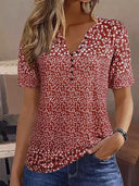 Floral Pattern Short Sleeve Women's Blouse