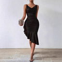 Chic Ruffled Wrap Dress with Shimmering Finish
