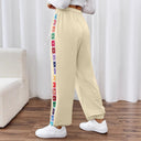 Colorful Floral Women's Pants with Elastic Waist