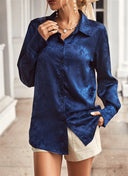 Floral Satin Long Blouse for Women
