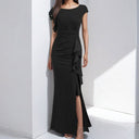 Chic Maxi Dress with Ruffles & Side Slit