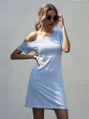 Asymmetrical Neckline Women's Dress for Effortless Style