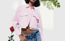 Chic Women's Short Sleeve Blouse with Stylish Patch Pockets