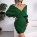 Chic V-Neck Knitted Mini Dress for Women