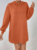 Textured Pattern Long Sleeve Hooded Women's Dress