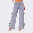 Chic Women's Cargo Jeans with Bow Detail