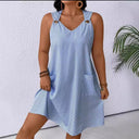 Stylish Women's Dress with Pockets and Thin Straps