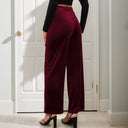Chic Women's Plush Wide Leg Trousers with Elastic Waist