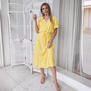 Modern Dots Short Sleeve Dress with Waist Tie