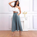 Chic Midi Skirt with Gathered Waist and Bow Accents