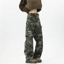 Fashionable Camouflage Women's Cargo Trousers with High Pockets