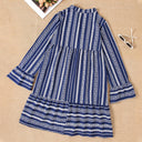 Women's Striped Long Sleeve Ruffle Dress