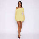 Chic Asymmetrical Sleeve Mini Dress with Ruching