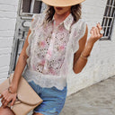 Chic Lace-Trimmed Blouse with Cut-Out Sleeves for Women