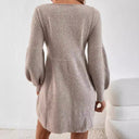 Chic Women's Knitted Mini Dress with Balloon Sleeves