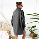 Chic Women's Sweatshirt Dress with High Collar