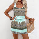 Stylish Women's Dress with Decorative Drawstring and Trendy Stripes