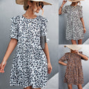 Trendy Leopard Print Women's Dress with Ruffles