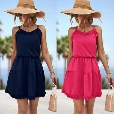 Cheerful Ruffle Women's Dress with Relaxed Fit