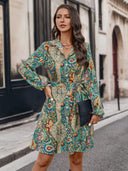 Vibrant Paisley Print Shirt Dress with Belt