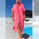 Women's Cotton Button-Up Beach Cover-Up