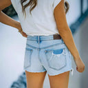 Trendy Destroyed Denim Shorts with Frayed Hem