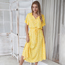 Modern Dots Short Sleeve Dress with Waist Tie