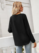 Lace Detail Women's Blouse with Deep V-Neck
