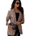 Women's Modern Oversized Checkered Blazer with Chic Accents