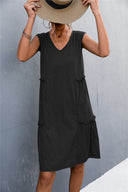 Chic Women's V-Neck Dress with Ruffle Detail