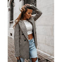 Checked Pattern Double-Breasted Blazer for Women