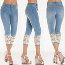 Lace-Embellished Women's Fitted Jeans