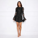 Floral Lace Minidress with Wide Sleeves