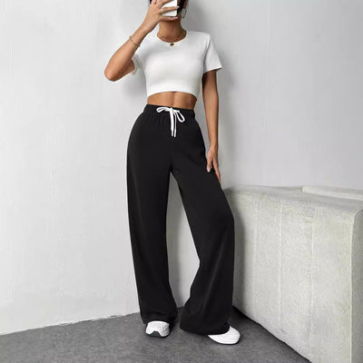 Elastic Waist Loose Fit Women's Leisure Pants