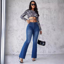 High Waist Flared Jeans in Stretch Denim for Women