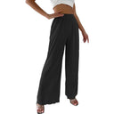 Wide Leg Pleated Women's Pants with Elastic Waist