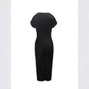 Chic Midi Dress with Slit & Pleat Design