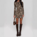 Trendy Leopard Print Fitted Mini Dress for Women