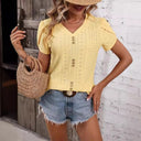 Chic Women's T-Shirt with Button Accents