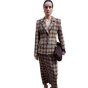 Chic Women's Checked Blazer & Mini Skirt Set