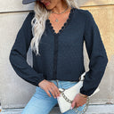Chic Blouse with Lace Accents and Unique Design