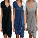 Chic Women's Short Sleeve Knotted Dress