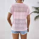 V-Neck Lace Women's Short Sleeve Blouse