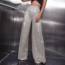 Chic Glitter Stripe Maxi Pants with Wide Leg