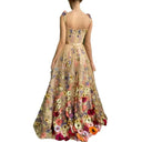 Embroidered Tulle Dress with Waist Belt - A-Line Design